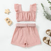 Striped Flutter Sleeve Summer Set