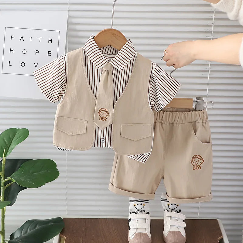 Summer Cotton Shirt and Shorts Outfit Set for Toddlers