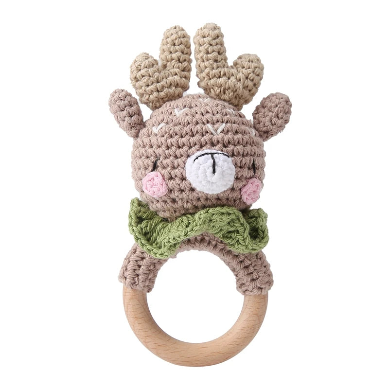 Crochet Animal Rattle Bracelet and Wooden Teethe