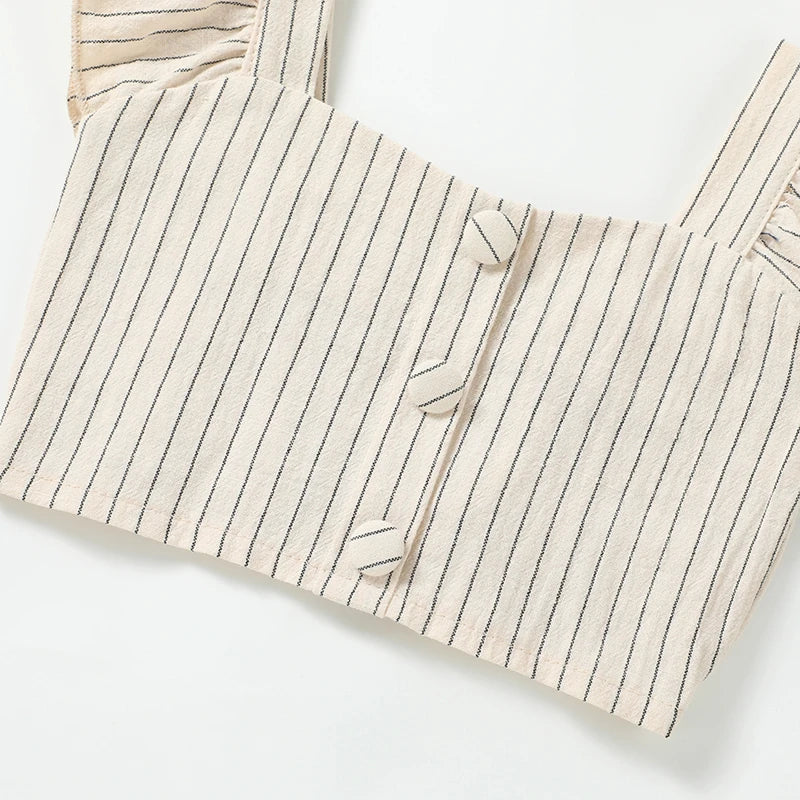 Striped Flutter Sleeve Summer Set