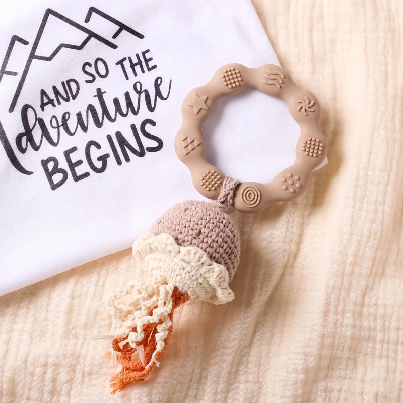 Crochet Animal Rattle Bracelet and Wooden Teethe