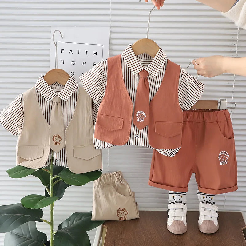 Summer Cotton Shirt and Shorts Outfit Set for Toddlers