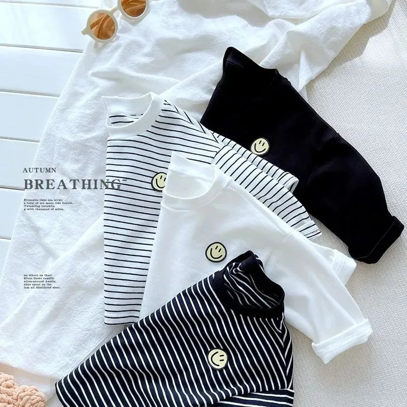 Striped Long Sleeve Cotton Tee for Kids and Toddlers