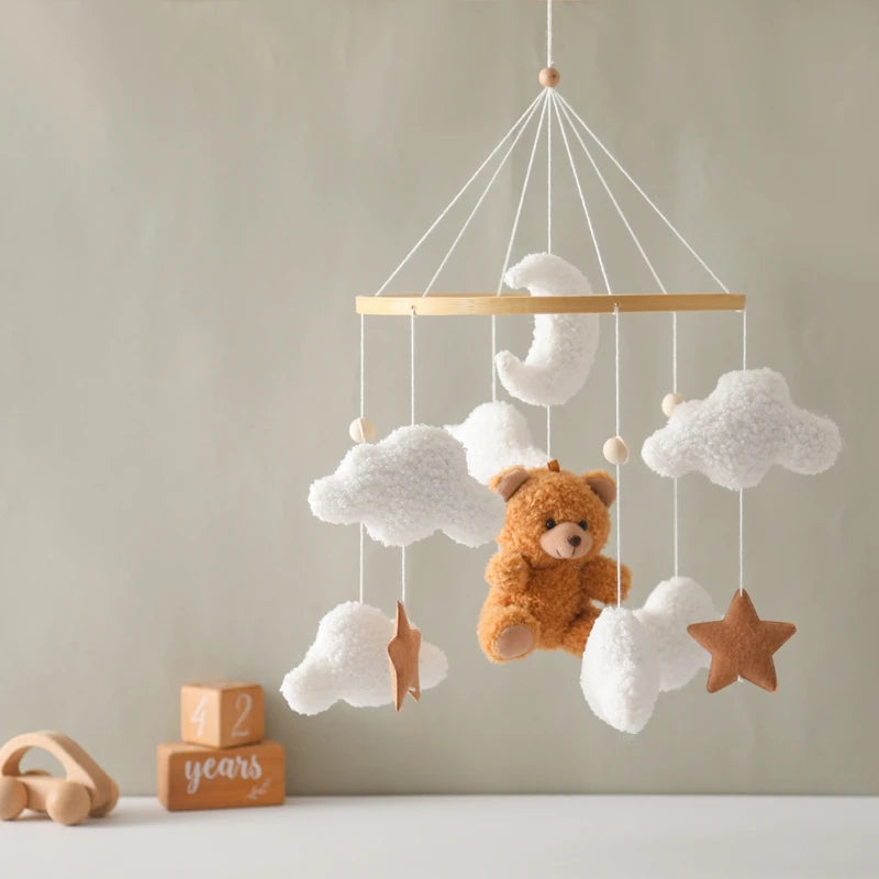 Wooden Baby Crib Mobile with Music Box